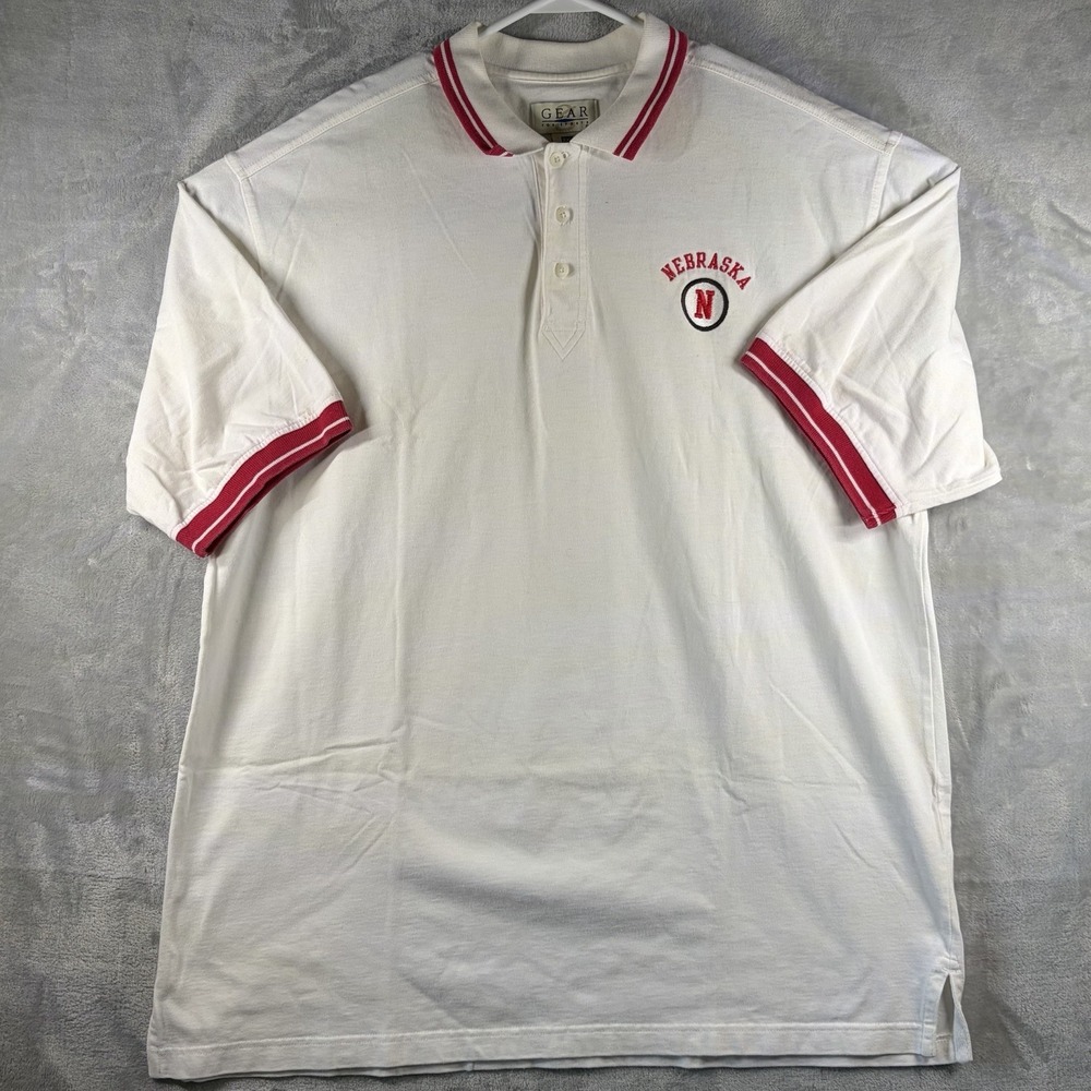 Vintage Nebraska Cornhuskers Polo Shirt XXL Gear For Sports Embroidered 90s